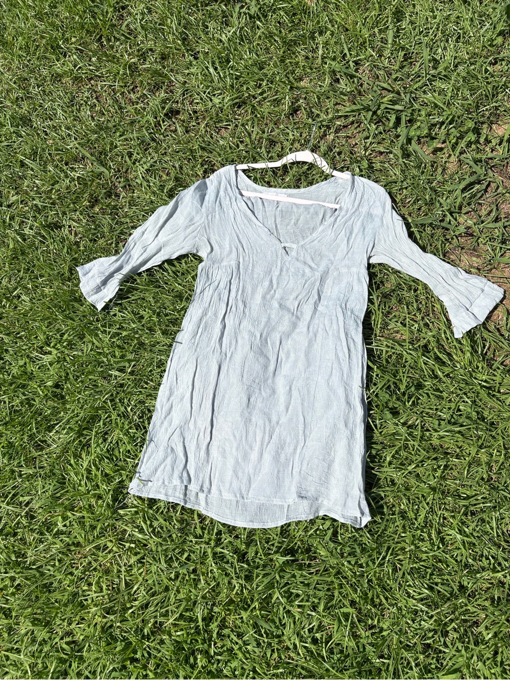 MISSLOOK Pale Blue V-Neck Women's Tunic
